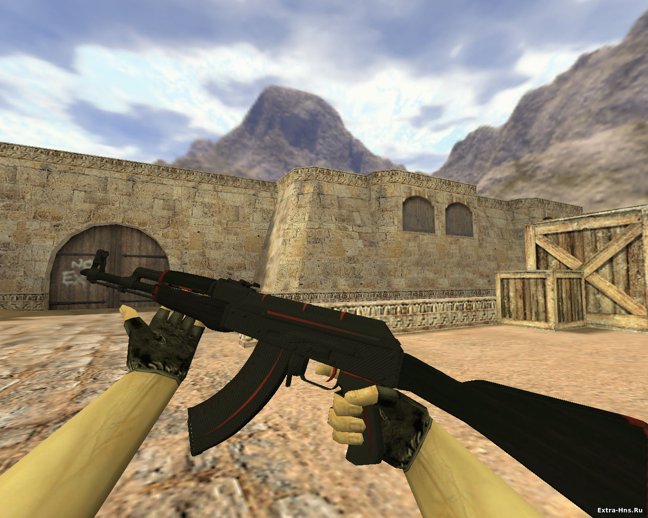 Модель AK-47 "Карбоновый с красными полосками"