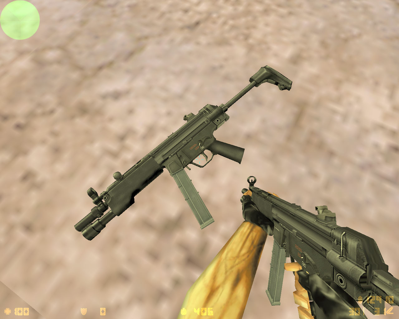 Модель оружия MP-5 Old MP-5 с перчатками из CS 1.5